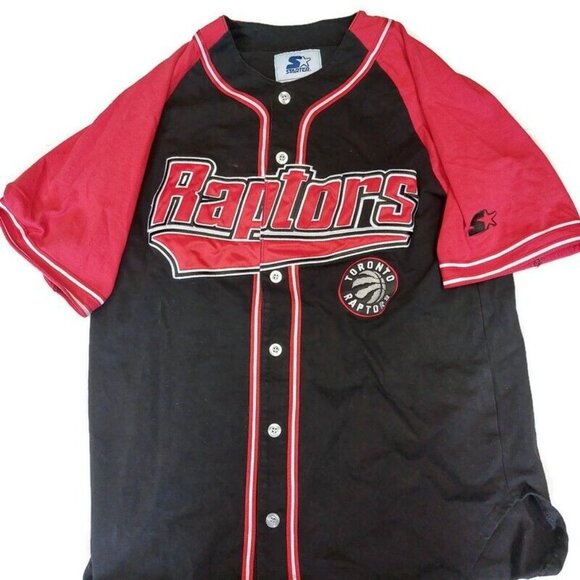 Vintage Starter Toronto Raptors Buttom Up Baseball Jersey Mens Size Large Black - Picture 7 of 7